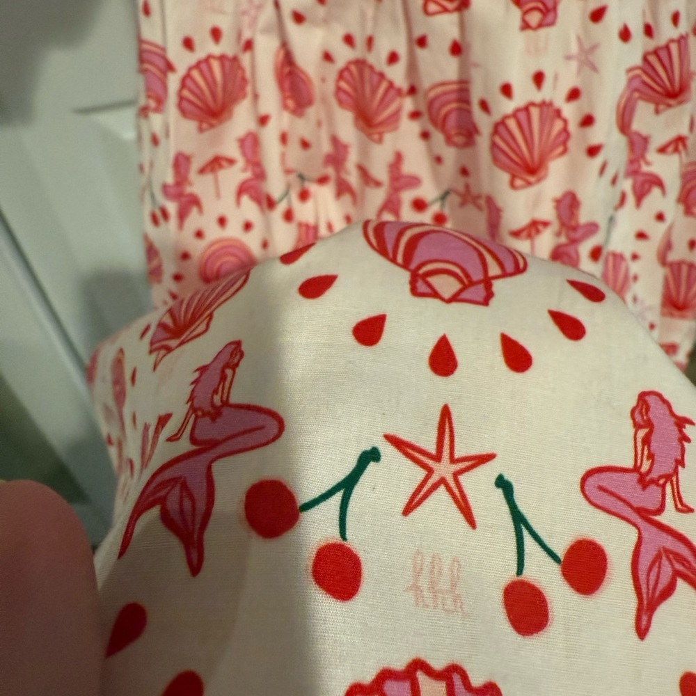 Hill House Pink Shell-Print Smocked Midi Dress, Size S - Picture 6 of 14